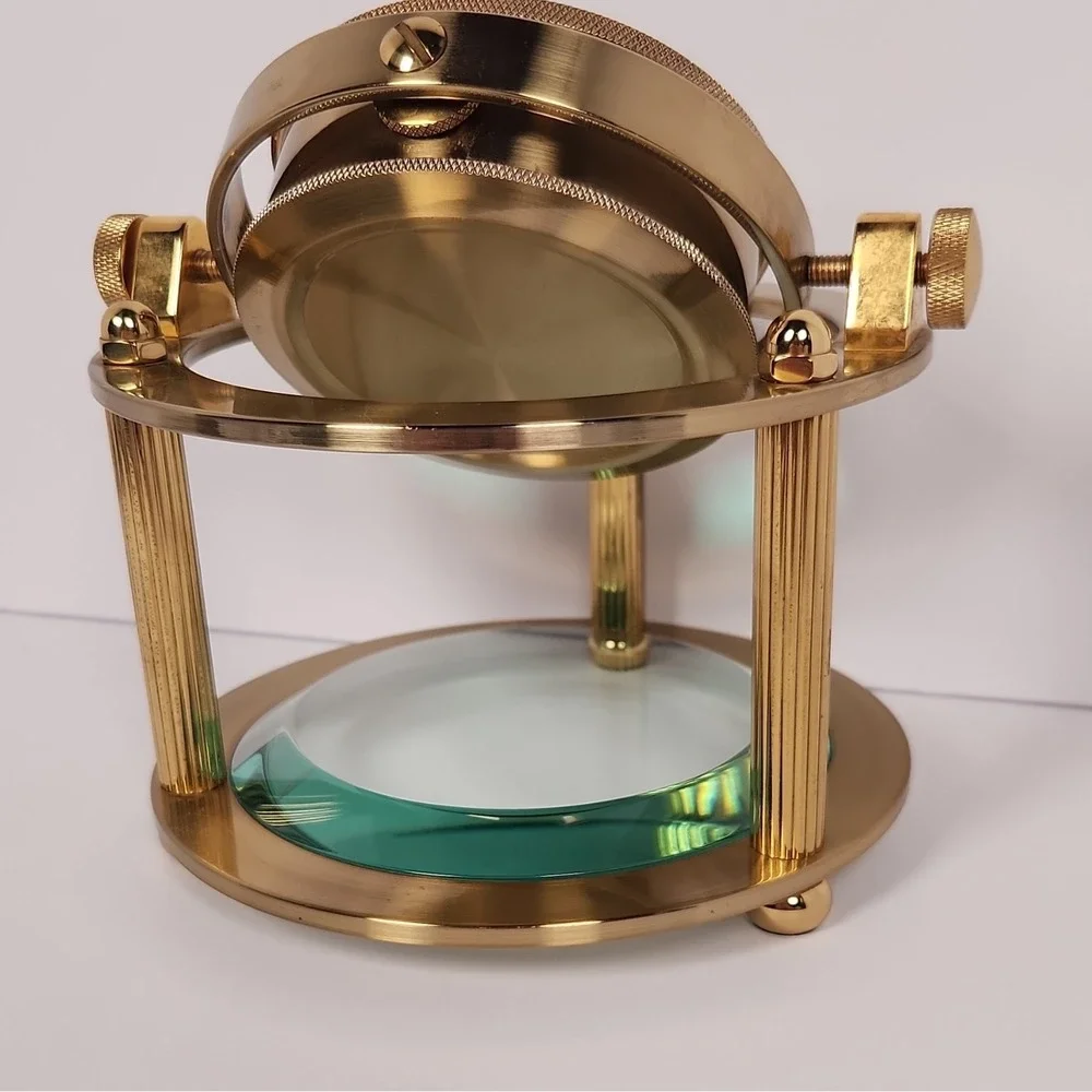 Vintage Seth Thomas Brass Gimbal Schooner Desk Clock Model 1044 - WORKING!